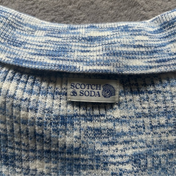 SOLD—Scotch & Soda Collared Cardigan in Blue Space dye - Picture 9 of 9